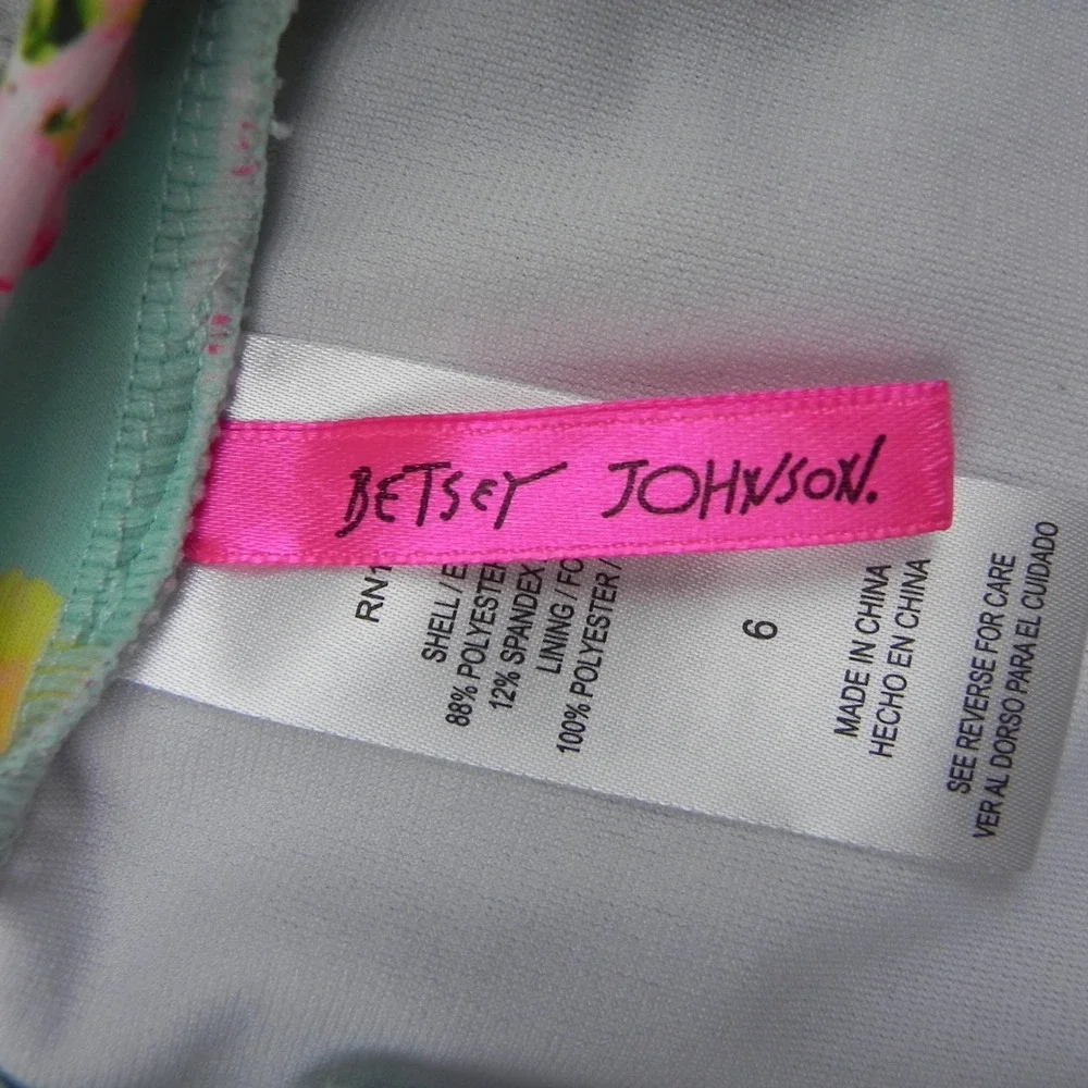 Betsey Johnson Rash Guard Swimsuit Girls 6 Floral Long Sleeve UPF 50 Mint Pink
